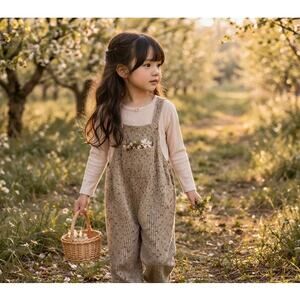 Zara Harvest Blooms Soft Cord overall romper + Jamie Kay Pointelle Top 4-6yrs